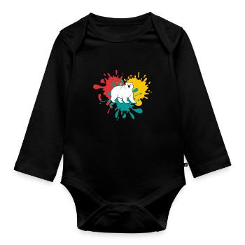 Bear - Organic Longsleeve Baby Bodysuit - black - Front