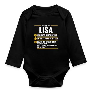Lisa - Baby Bio-Langarm-Body - Schwarz - Vorne