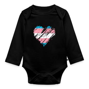 Fierté Cœur LGBTQ - Body Bébé bio manches longues - noir - Devant
