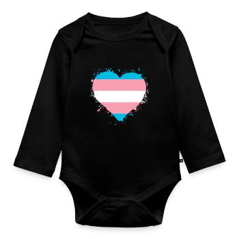 Fierté Cœur LGBTQ - Body Bébé bio manches longues - noir - Devant