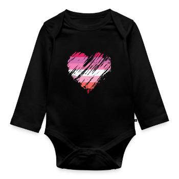 Pride LGBTQ Herz Lesbisch - Baby Bio-Langarm-Body - Schwarz - Vorne