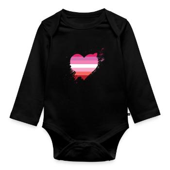 Pride LGBTQ Herz Lesbisch - Baby Bio-Langarm-Body - Schwarz - Vorne