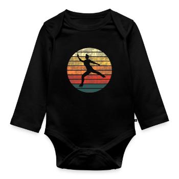 Figure Skating Ice Skating Retro Vintage Gift - Organic Longsleeve Baby Bodysuit - black - Front