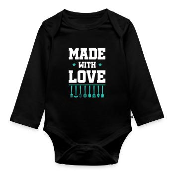 Baking Love - Organic Longsleeve Baby Bodysuit - black - Front