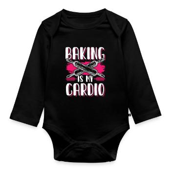 Baking Cardio - Organic Longsleeve Baby Bodysuit - black - Front