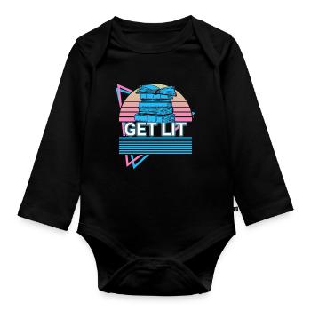 Funny Book Reading Literature - Organic Longsleeve Baby Bodysuit - black - Front