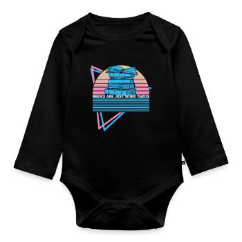 Funny Book Reader Bookworm - Organic Longsleeve Baby Bodysuit - black - Front