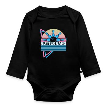 Drôle de Bowling Bowler Rétro - Body Bébé bio manches longues - noir - Devant