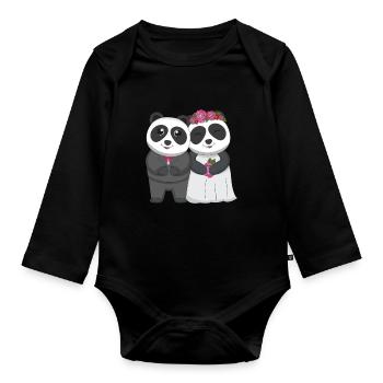 Hochzeitstag Pandabär Zoowärter Wildlife Tier - Baby Bio-Langarm-Body - Schwarz - Vorne