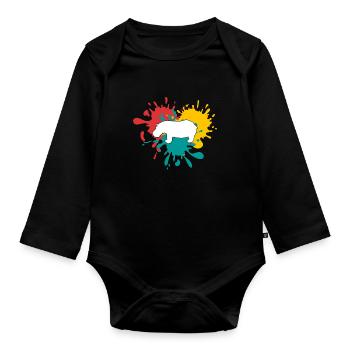 Nilpferd Silhouette - Baby Bio-Langarm-Body - Schwarz - Vorne