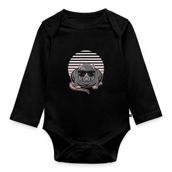 Rat - Organic Longsleeve Baby Bodysuit - black - Front