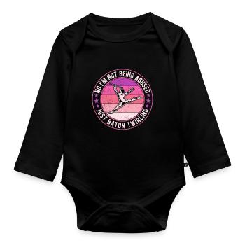 Juste bâton tournoyant tige tournante - Body Bébé bio manches longues - noir - Devant