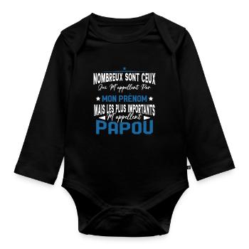 Les plus importants Mappellent Papou Humour Cadeau - Body Bébé bio manches longues - noir - Devant