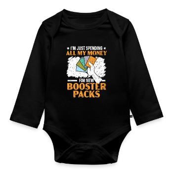 Je dépense tout mon argent pour de nouveaux boosters - Body Bébé bio manches longues - noir - Devant