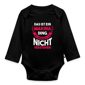Marina - Baby Bio-Langarm-Body - Schwarz - Vorne