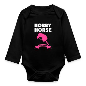 Hobby Horsing Pferd Steckenpferd Geschenk - Baby Bio-Langarm-Body - Schwarz - Vorne