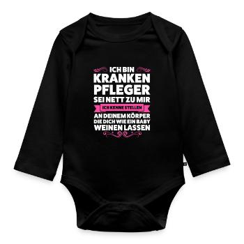 Krankenpfleger Beruf Pfleger Geschenk - Baby Bio-Langarm-Body - Schwarz - Vorne