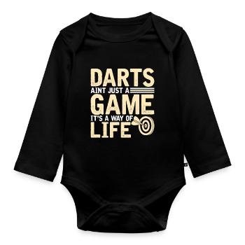 Darts is not just a game but a - Organic Longsleeve Baby Bodysuit - black - Front