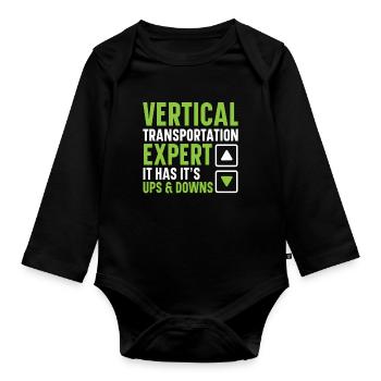 Vertical Transport Expert Operator Elevators - Organic Longsleeve Baby Bodysuit - black - Front