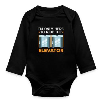I'm just here to take the elevator tech - Organic Longsleeve Baby Bodysuit - black - Front