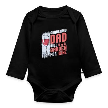Hobbygärtner Garten Gärtnerischer Vater - Baby Bio-Langarm-Body - Schwarz - Vorne