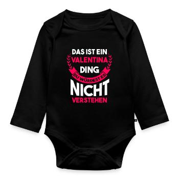 Valentina - Baby Bio-Langarm-Body - Schwarz - Vorne