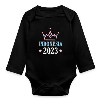 Indonesia 2023 - Organic Longsleeve Baby Bodysuit - black - Front