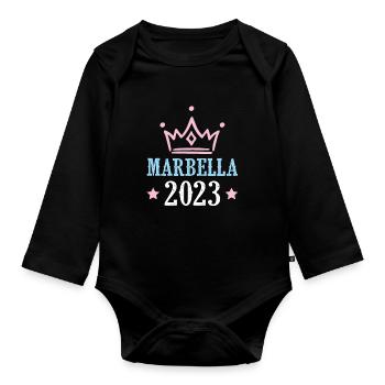 Marbella 2023 - Organic Longsleeve Baby Bodysuit - black - Front