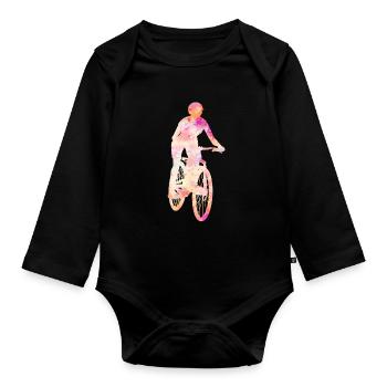Radfahrerin Mountainbike Fahrer Geschenk Damen - Baby Bio-Langarm-Body - Schwarz - Vorne