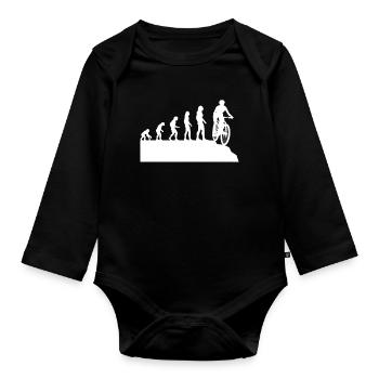 Cycliste Evolution Mountain Bike Rider Cadeau - Body Bébé bio manches longues - noir - Devant