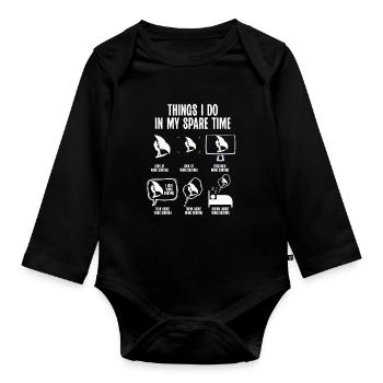 Dans mes temps libres, je fais du wingsurf - Body Bébé bio manches longues - noir - Devant