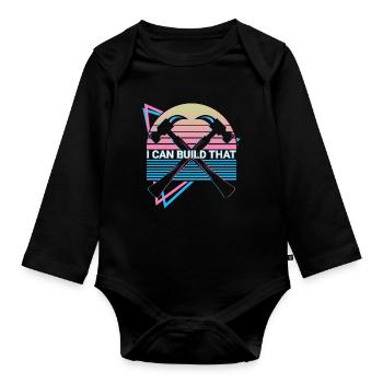 Funny Carpenter Retro Carpentry - Organic Longsleeve Baby Bodysuit - black - Front