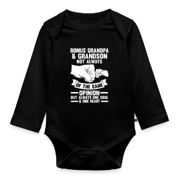 Stief-Opa Bonus-Opa Stief-Großvater Geschenk - Baby Bio-Langarm-Body - Schwarz - Vorne