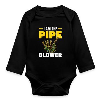 Ich bin der Pfeifenbler Instrument Musiker Dudel - Organic Longsleeve Baby Bodysuit - black - Front