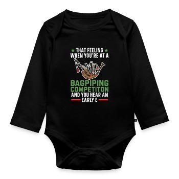 Das Gefühl, wenn du einen frühen E-Dudelsack hörst - Baby Bio-Langarm-Body - Schwarz - Vorne