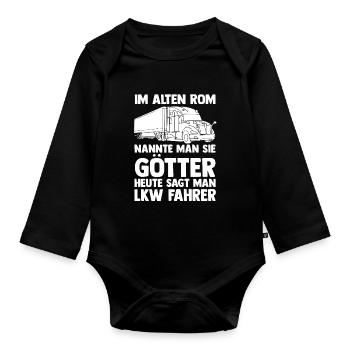 LKW Fahrer Fernfahrer Lastkraftwagen Trucker - Baby Bio-Langarm-Body - Schwarz - Vorne