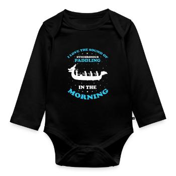 Dragon boating theme for dragon boat paddling - Organic Longsleeve Baby Bodysuit - black - Front