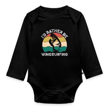 Je préfère le wingsurf - Body Bébé bio manches longues - noir - Devant