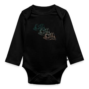 Rafting en eau vive Bateau Rétro Cadeau - Body Bébé bio manches longues - noir - Devant