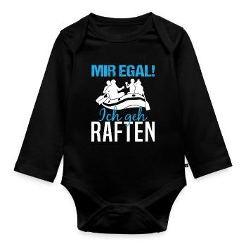 Rafting Spruch Wildwasserbootfahren Geschenk - Baby Bio-Langarm-Body - Schwarz - Vorne
