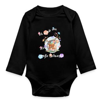 Ich Werde Eine Große Schwester 2024 - Baby Bio-Langarm-Body - Schwarz - Vorne
