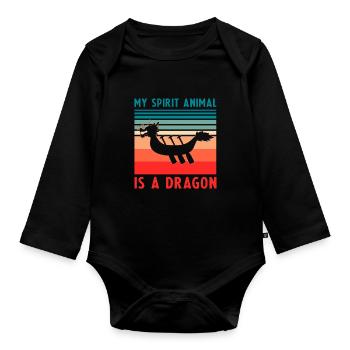 Dragon Boat Trainer and Dragon Boat - Organic Longsleeve Baby Bodysuit - black - Front