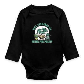 Hobby Gardener Garden Funny - Organic Longsleeve Baby Bodysuit - black - Front