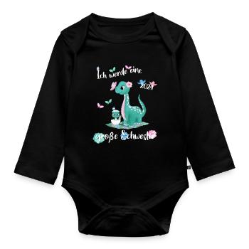 Ich Werde Eine Große Schwester 2024 - Baby Bio-Langarm-Body - Schwarz - Vorne