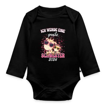 Ich Werde Eine Große Schwester 2024 - Baby Bio-Langarm-Body - Schwarz - Vorne