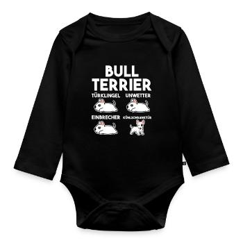 Hund Bull Terrier - Baby Bio-Langarm-Body - Schwarz - Vorne