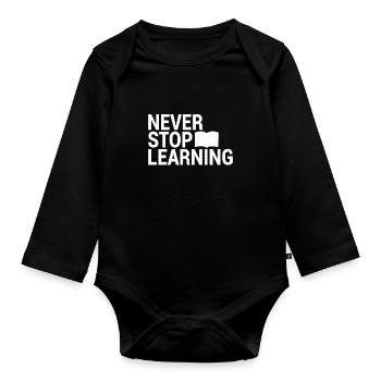 Learn Saying - Organic Longsleeve Baby Bodysuit - black - Front