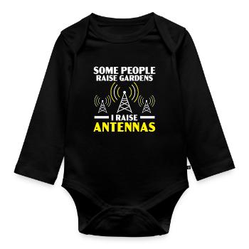 Manche Leute bauen Gärten auf Ich baue Antennen au - Baby Bio-Langarm-Body - Schwarz - Vorne