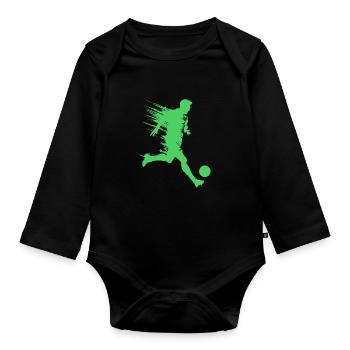 Silhouette de footballeur - Body Bébé bio manches longues - noir - Devant