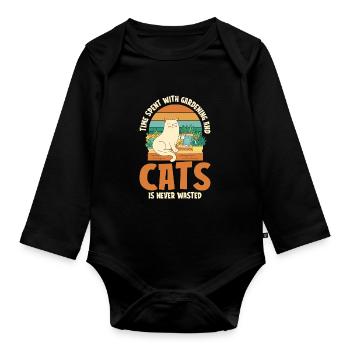 Hobbygärtner Garten Katzenartig Gartenkatze - Baby Bio-Langarm-Body - Schwarz - Vorne